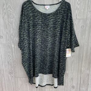 Lularoe Classic Womens Oversized T-Shirt Top Black Gold Geometric Print Sz 3XL